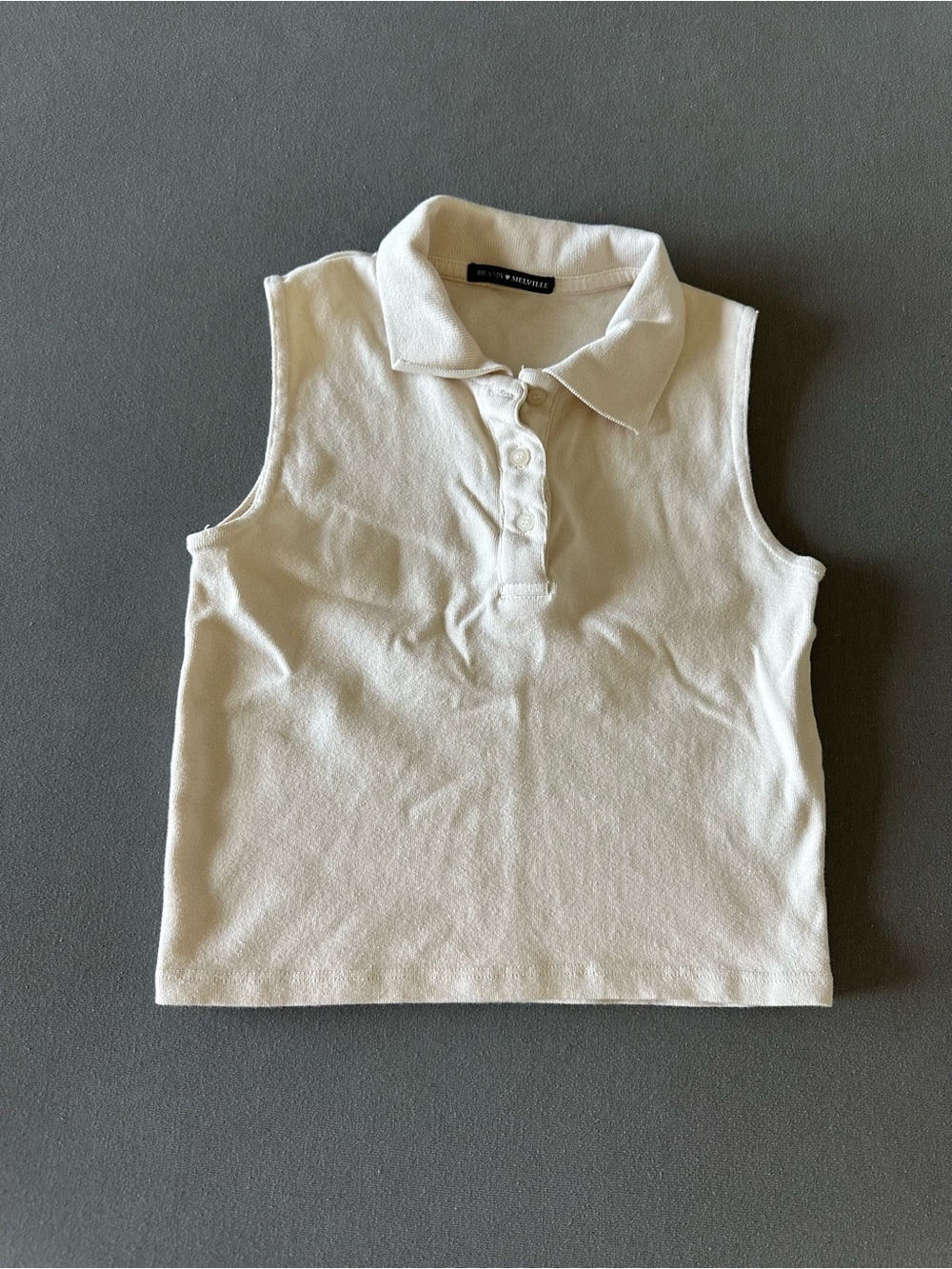 Brandy Melville Cream Cropped Polo Tank Top